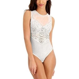 INC Womens Cupped Swiss Dot Thong Bodysuit